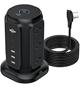 Flat Plug Power Strip Tower, AiJoy 6.5 FT Ultra Thin Extension Cord, 1050J Surge Protector, Charg...