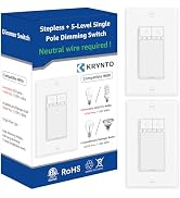 Single Pole Dimmer Light Switch, Neutral Wire Required, Work with LED/CFL (150W Max) &amp; Halogen/In...