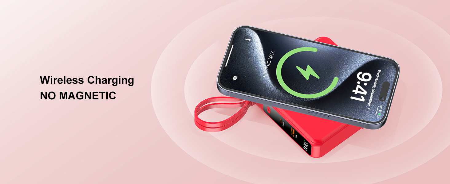 wireless charging bank with cables