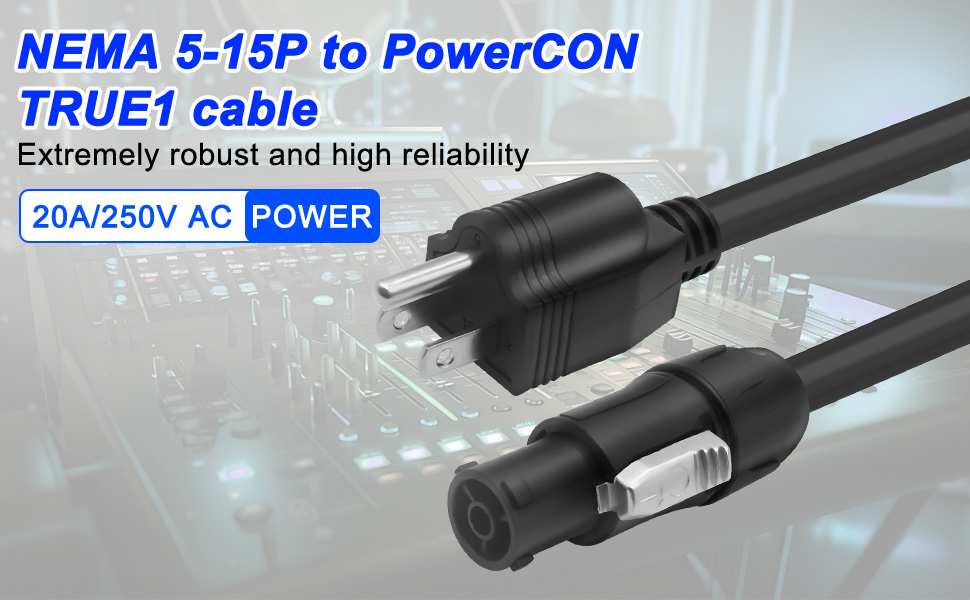  3-Prong NEMA 5-15P to PowerCON TRUE AC Power Cable