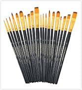 Transon 20pcs Art Painting Brush Set for Acrylic Watercolor Gouache Hobby Craft Face Painting
