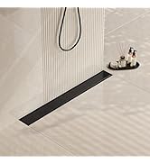 Neodrain 24 in Matte Black Linear Shower Drain- with 2-in-1 Flat &amp; Tile Insert Cover, 304 Stainle...