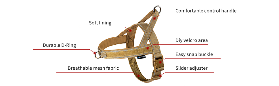 The detail of the no pull easy dog harness