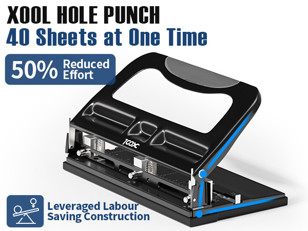 XOOL 3 Hole Punch, Heavy Duty Metal Hole Puncher for 2 or 3 Holes