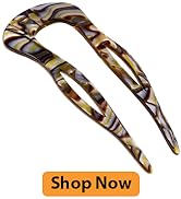 Camila Paris CP2484 French Twist Stick Clip Pins, Handmade, Onyx