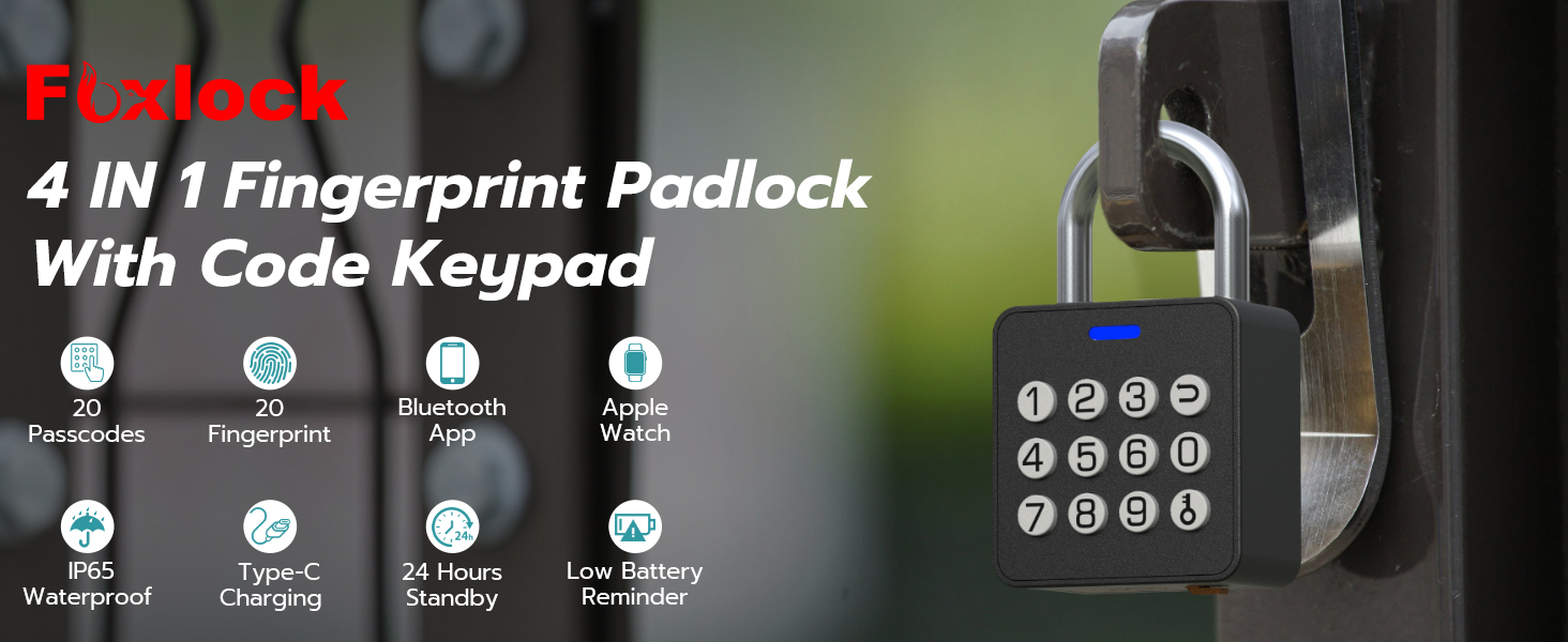 Fingerprint Padlock With Code Keypad