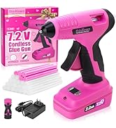 ThinkLearn Hot Glue Gun, 7.2V Pink Cordless Glue Gun with 25PCS Mini Glue Sticks, Rechargeable 15...