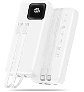 Skyvast Portable Charger, 10000mAh Power Bank with 2 Built-in Cables, 22.5W Fast Charging with Sc...