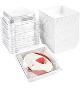Ocmoiy 50 Pack Small Charcuterie Boxes with Clear Lids 4x4 Inch, To Go Disposable Paper Food Cont...