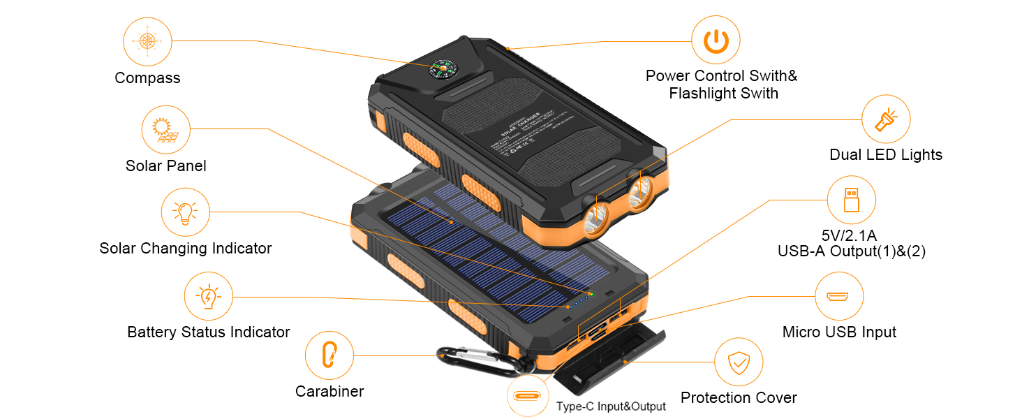 38800mAh Solar Portable Charger Waterproof for Camping External Backup Battery Pack Charger