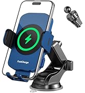 Wireless Car Charger, Fast Charging 15W Auto Clamping Car Charger Phone Holder Phone Mount for iP...