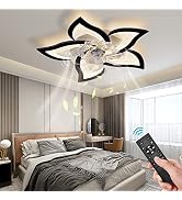 Bevenus Low Profile Ceiling Fans with Lights,Black Modern Dimmable Flower Shape Ceiling Light Fan...