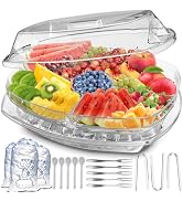 Premium Chilled Serving Tray for Parties - 15" Ice Chilled Party Platter w/Lid &amp; Dip Holder - Fun...