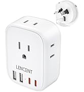 LENCENT Australia New Zealand Power Plug Adapter, Australian Travel Adaptor with 4 Outlets, 4 USB...