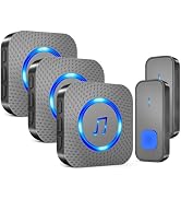 SURFOU Wireless Doorbell with 3 receivers 2 Buttons,IP55 Waterproof Doorbell,1300 FT/400M Remote ...