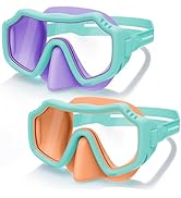 Vvinca 2 Pack Kids Swim Goggles with Nose Cover, Anti Fog Snorkel Mask for Boys Girls 3-15, Shatt...