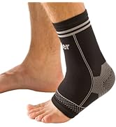 MUELLER Sports Medicine 4-Way Ankle Support Sleeve, For Men and Women, Black, S/M
