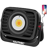 HAUTMEC Rechargeable Work Light, 360°Rotating COB 1500LM Portable Flood Light with Magnetic Base ...