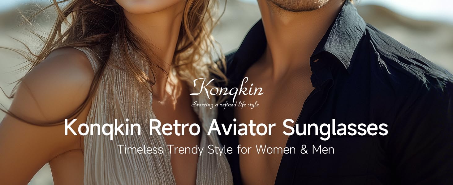 konqkin Retro Aviator Sunglasses for Women Men