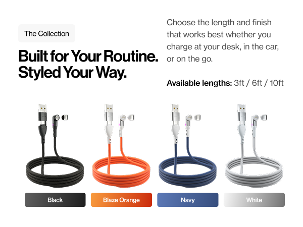 magnetic rotating tip charging cable