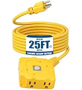 DEWENWILS 25FT Outdoor Extension Cord for Christmas, 6-Outlet with On/Off Switch &amp; Waterproof Sil...