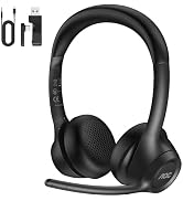 AOC Wireless Headset with Microphone for Work, Bluetooth 6.0 &amp; 2.4G Wireless Headphones with Mic,...