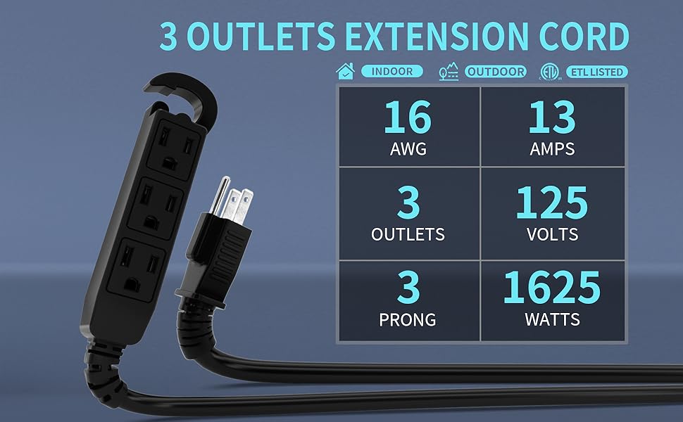 Black Extension Cords with Multiple Outlets1