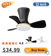 22 Inch Flush Mount Ceiling Fan with Light and Remote, Low Profile Modern Ceiling Fan, 6 S...
