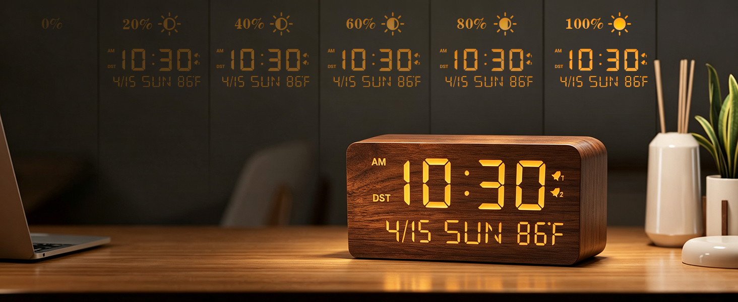 wooden digital clock