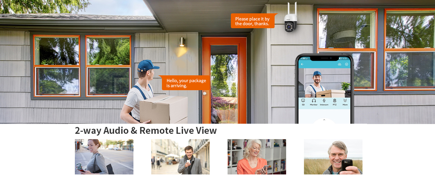  2K 3.0MP Outdoor WiFi PTZ Security Camera, 2.4G WiFi, Auto Tracking