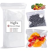 Higfra Reusable BPA-Free Vacuum Sealing Bags 30-Pack, Upgraded Valve, Plastic Material, Transpare...