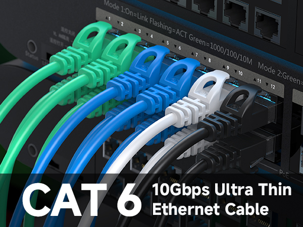 Cat 6 ethernet cable with 24 AWG copper wire for high-speed connectivity