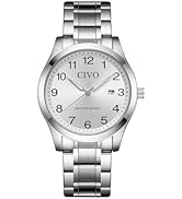 CIVO Easy Read Watches for Men: Waterproof Watch with Clear Blue Dial Silver Stainless Steel - An...