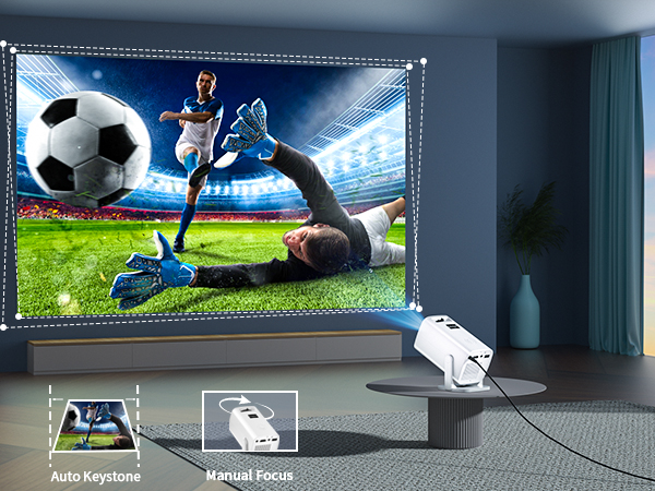 Mini projector compatible with TV Stick, laptop, smartphone, and gaming consoles