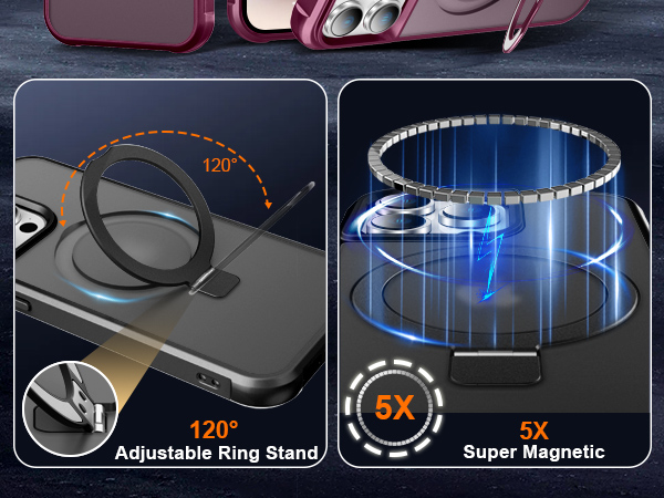 iPhone case with stand magsafe ring magnetic