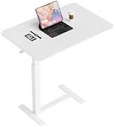 NEWBULIG Bedside Table with Wheels, Overbed Bed Desk Height Adjustable Small Rolling Laptop PC Ta...