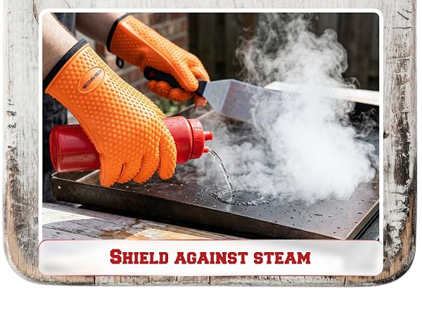 KITCHEN PERFECTION Silicone Oven &amp; Griddle Gloves -Extreme Heat Resistant BBQ