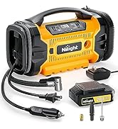 Nilight Portable Air Compressor and Tire Inflator - 1500mAh Rechargeable Battery, 12V Digital Pum...