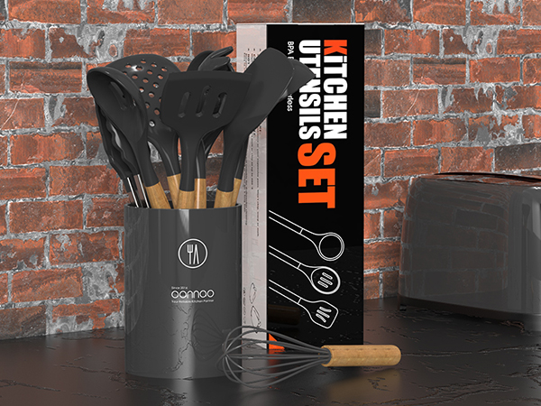 grey cooking utensils