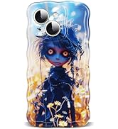 ETPESOK Compatible with iPhone 14 Plus Case/iPhone 15 Plus Case Glossy Portrait with Flower Patte...