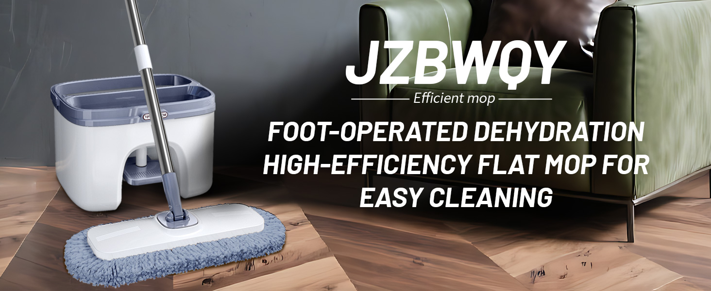 Foot-operated dehydration high-efficiency flat mop for easy cleaning