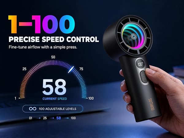 SOTHING Portable Handheld Fan with Dynamic RGB Light
