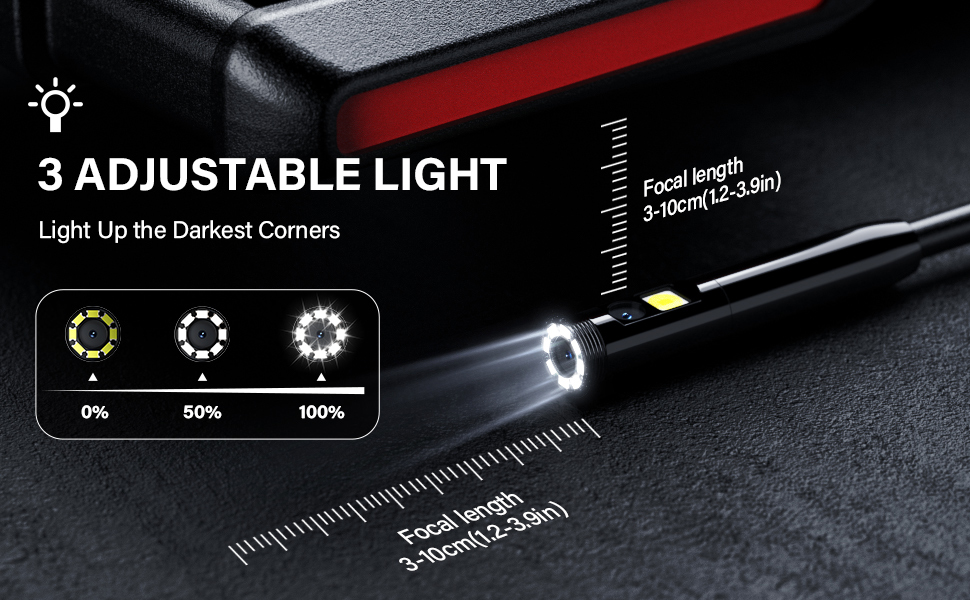 Dual-Lens Borescope Endoscope Camera with Light