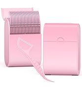 Portable Dental Floss Case 2 Box with 52 Count Floss Picks, Twin Line Design,Pink,Mint Flavor - T...