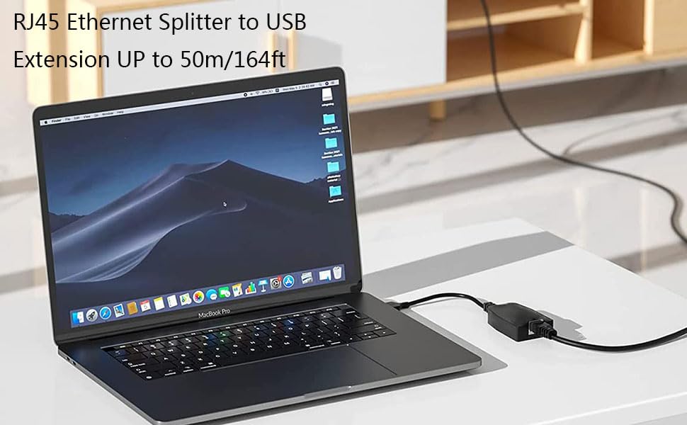 RJ45 Ethernet Splitter to USB Extension UP to 50m/164ft