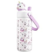 Kids Water Bottle for School: 2-in-1 Straw Spout Lid with Soft Animal Head, Leakproof