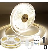 AXMOTUT 32.8ft COB LED Strip Light White, High Bright LED Strips with 320LEDs, RF Remote and UL P...