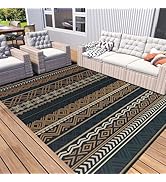MontVoo Outdoor Rug Carpet Waterproof-Patio Rug Mat 5x8 Reversible RV Camping Rug Picnic Mat Plas...