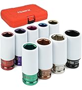 JU JIAN TEC 9-Piece Impact Lug Nut Socket Set, 1/2" Drive, Metric (17,19,21mm) &amp; SAE (3/4" to 1-1...