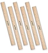 Rulers 6 Pack - Rulers 12 Inch, Wood Ruler with Metal Edge Great for School, Classroom, Home, and...